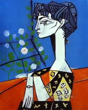  line - Jacqueline with Flowers 1954 cubism Pablo Picasso